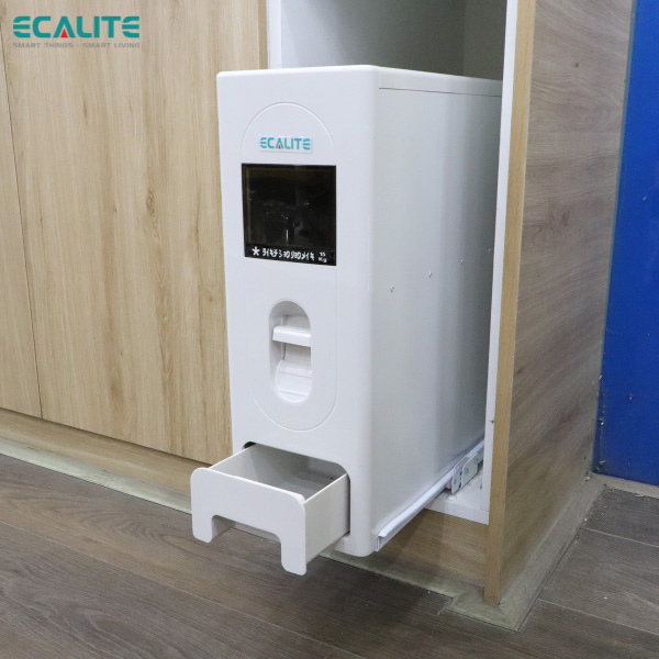 Thùng gạo âm tủ cánh mở, ray trượt giảm chấn Pull-out Ecalite NRC15P – ảnh 2