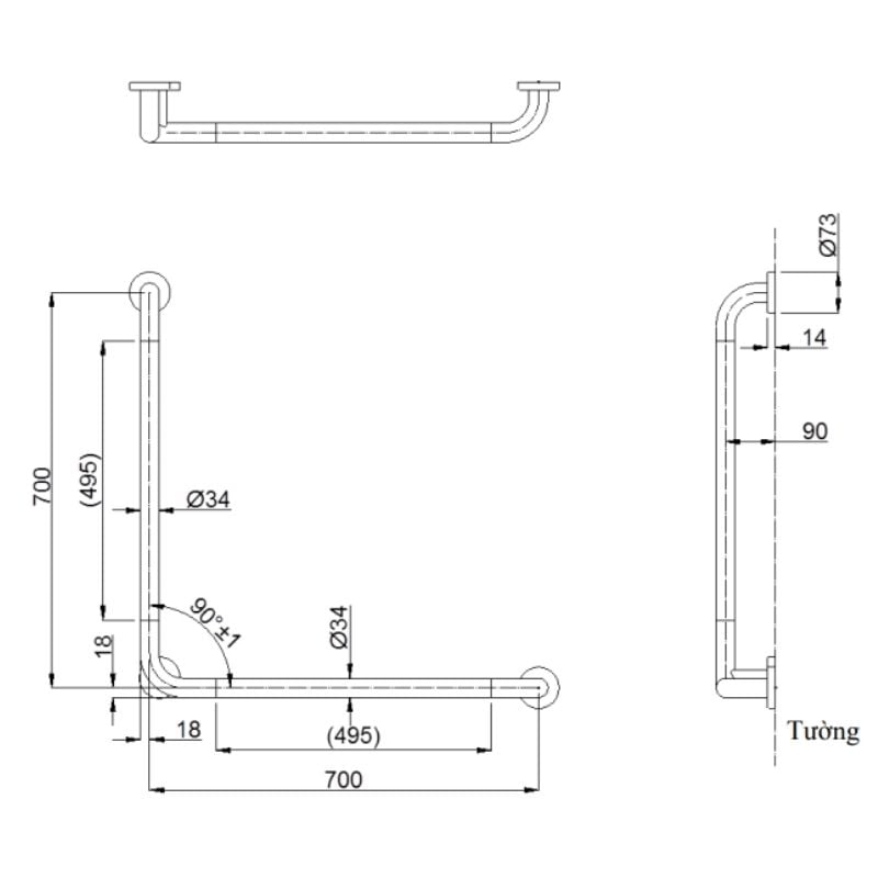 Thanh Tay Vịn ToTo T114CL9#NW1/T110D3R(x3) – ảnh 2