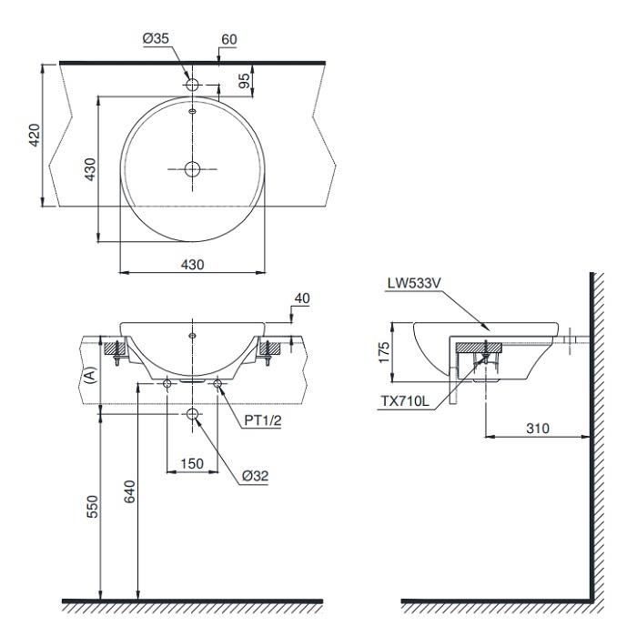 Chậu Rửa Bán Âm Bàn ToTo LT533R#W – ảnh 2