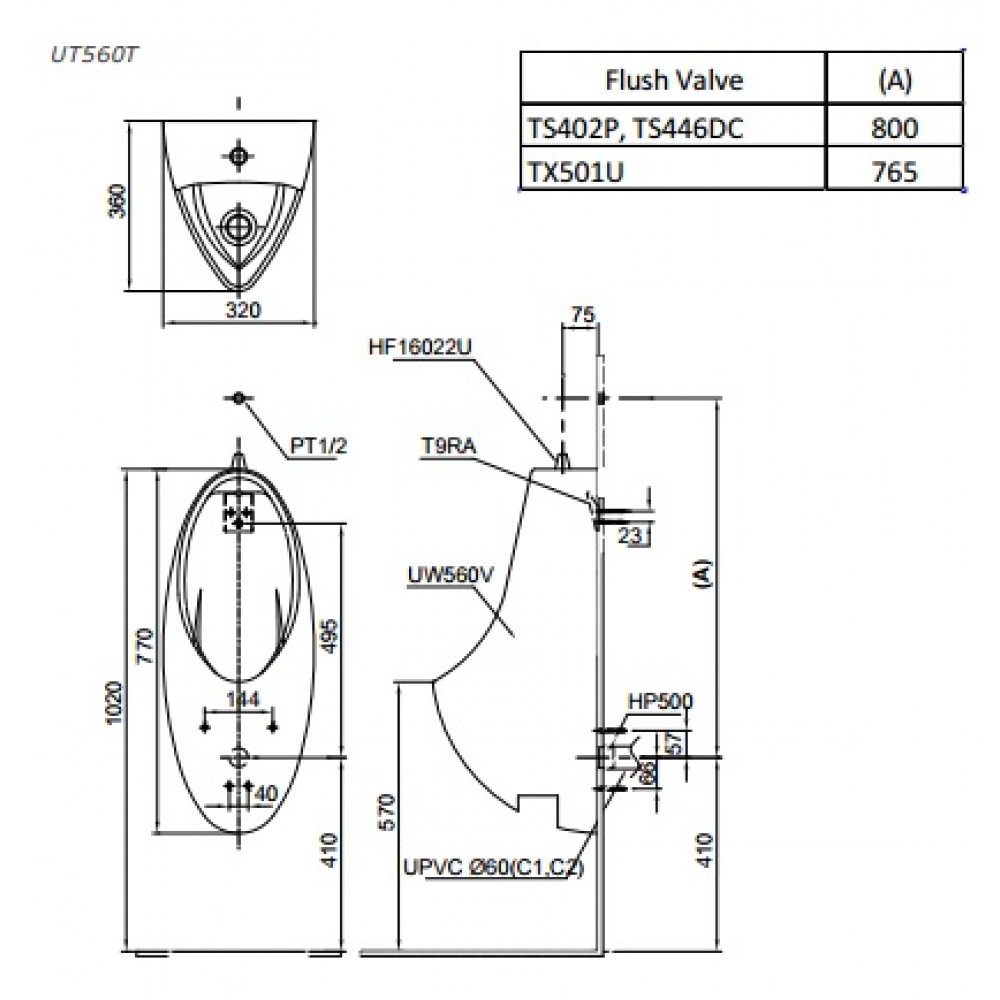 Bồn Tiểu Nam Treo Tường ToTo UT560T – ảnh 2