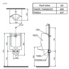 Bồn Tiểu Nam Treo Tường ToTo UT57S#W ảnh 2