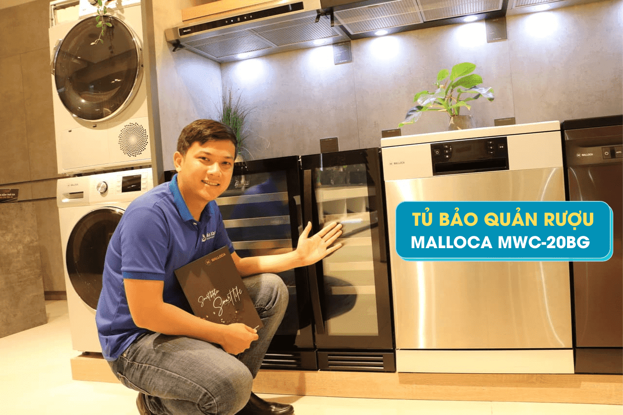 Tủ rượu 20 chai Malloca MWC 20BG - Cửa kính 3 lớp và điều khiển cảm ứng của tủ rượu Malloca MWC-20BG Tủ rượu 20 chai Malloca MWC 20BG - Cửa kính 3 lớp và điều khiển cảm ứng của tủ rượu Malloca MWC-20BG