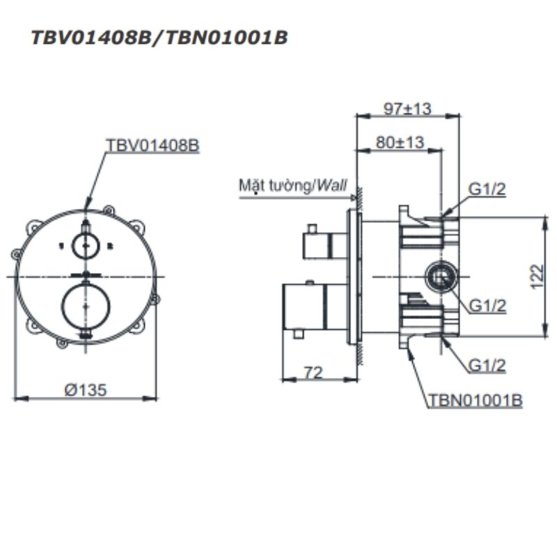 Van Điều Chỉnh Nhiệt Độ TOTO TBV01408B/TBN01001B – ảnh 2