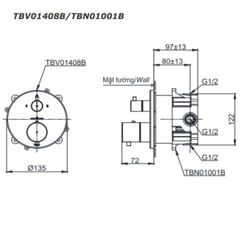 Van Điều Chỉnh Nhiệt Độ TOTO TBV01408B/TBN01001B ảnh 2