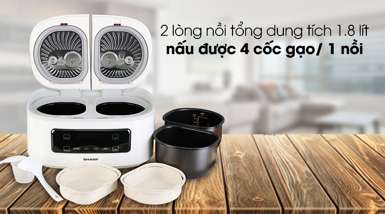 Nồi cơm 2 ngăn đa năng Sharp 1.8 lít KN-TC50VN-WH – ảnh 4
