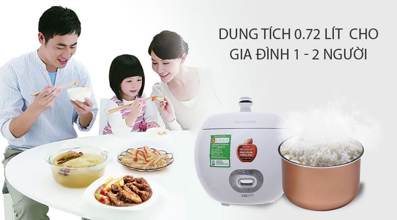 Nồi cơm điện Sharp 0.72 lít KS-A08V-WH Trắng – ảnh 3