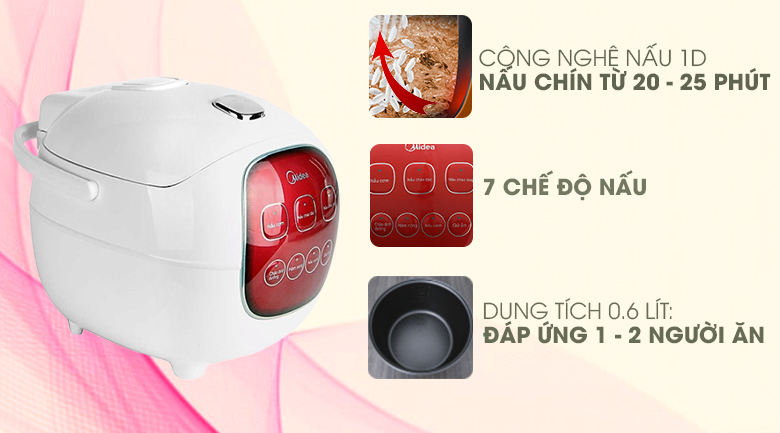 Nồi cơm điện tử Midea 0.6 lít MB-FS1617 – ảnh 2