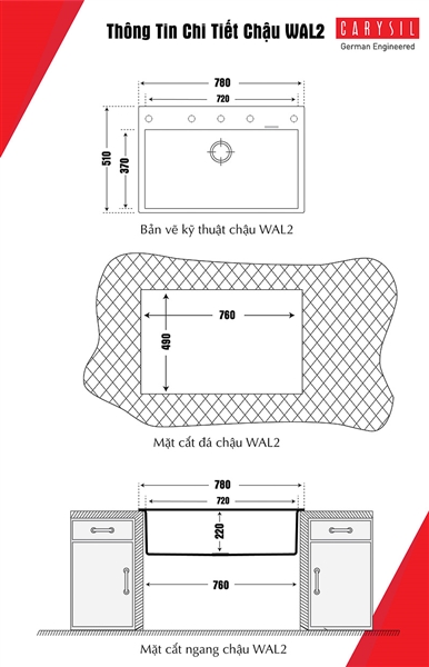 Chậu Rửa Chén Carysil WAL2 – ảnh 4
