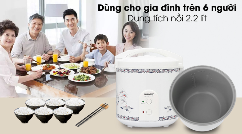 Nồi cơm nắp gài Sharp KS-223TJV-CR 2.2 lít màu trắng – ảnh 2