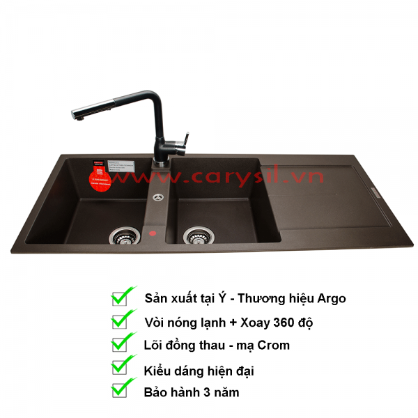Vòi Rửa Chén Carysil G-0585 (màu muối hồng, xám tro, đen) – ảnh 7