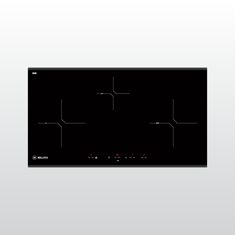 Bếp điện từ 3 vùng nấu Malloca MH-03IRB S / Bếp 2 từ 1 điện, kính Eurokera