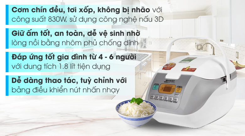 Nồi cơm điện tử Sharp 1.8 lít KS-COM18V – ảnh 2