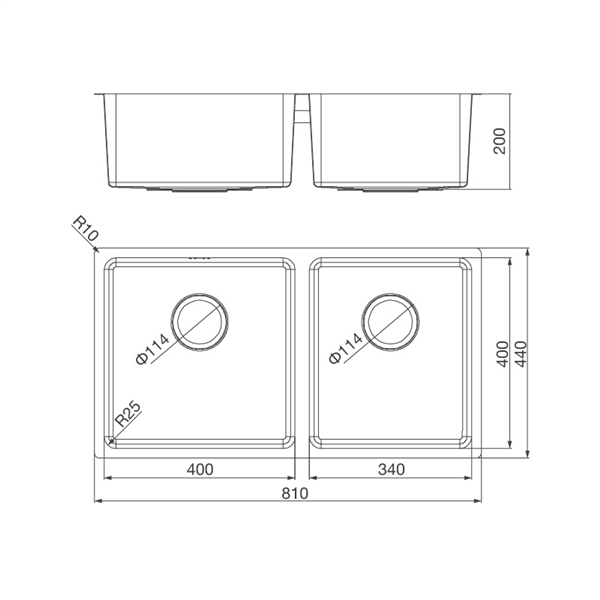 Chậu rửa chén Inox Malloca MS 6081 - Rổ lọc rác, 2 bộ xả và lỗ chống tràn Chậu rửa chén Inox Malloca MS 6081 - Rổ lọc rác, 2 bộ xả và lỗ chống tràn