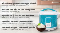 Nồi cơm nắp gài Sunhouse 1.8 lít SHD8622G ảnh 2
