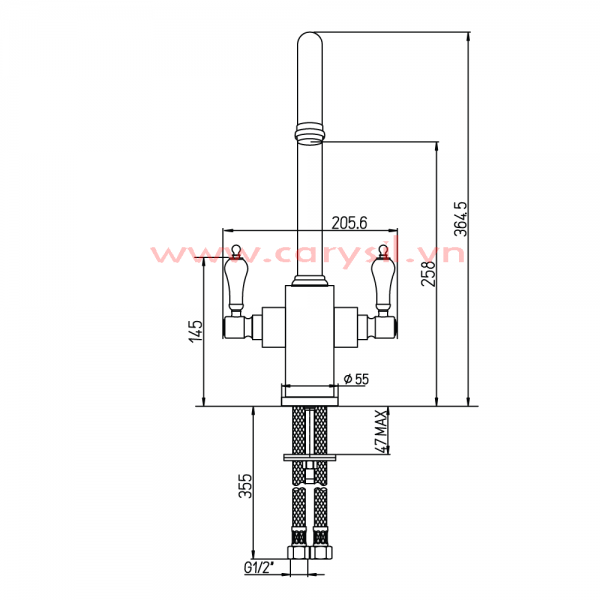 Vòi Rửa Chén Dây Rút Inox Carysil I-2467 – ảnh 3