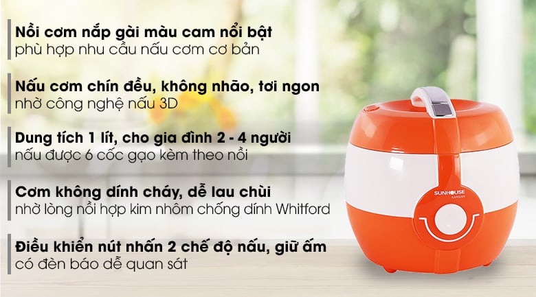 Nồi cơm điện Sunhouse MAMA 1 lít SHD 8220 – ảnh 2