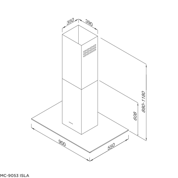 Máy hút mùi đảo Malloca MC 9053 ISLA - MC 9053 ISLA: hút 850 m3/h, độ ồn dưới 65 dBA Máy hút mùi đảo Malloca MC 9053 ISLA - MC 9053 ISLA: hút 850 m3/h, độ ồn dưới 65 dBA