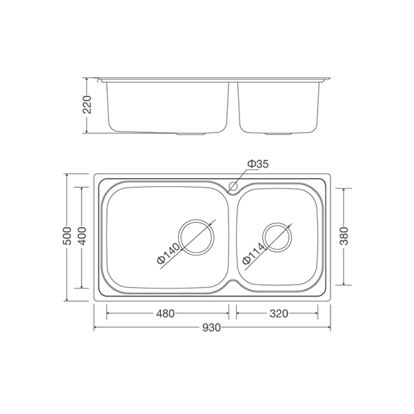 Chậu rửa chén Inox Malloca MS 2025 - Thông số kỹ thuật MS 2025