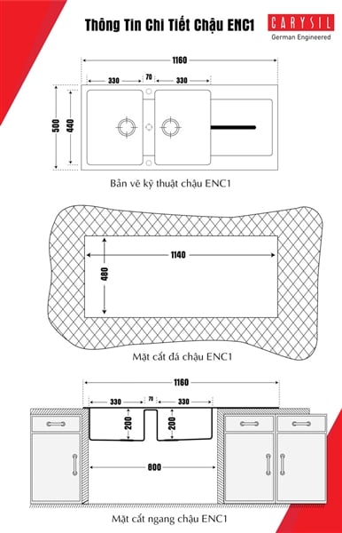 Chậu Rửa Chén Carysil ENC1 – ảnh 4