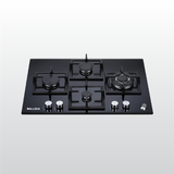 Bếp gas âm 4 vùng nấu Malloca  GHG724-MCB/ Màu đen