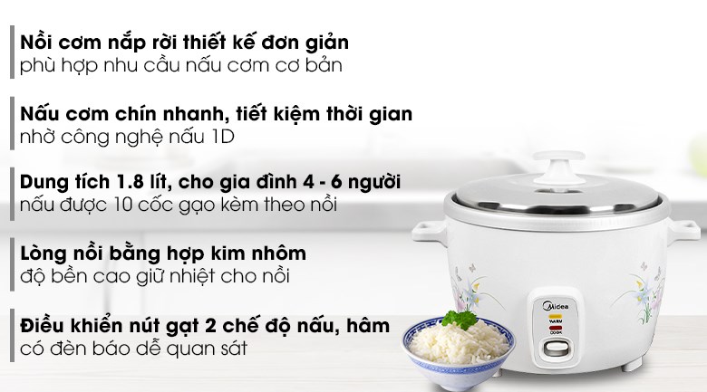Nồi cơm điện Midea 1.8 lít MR-GM18SA – ảnh 2