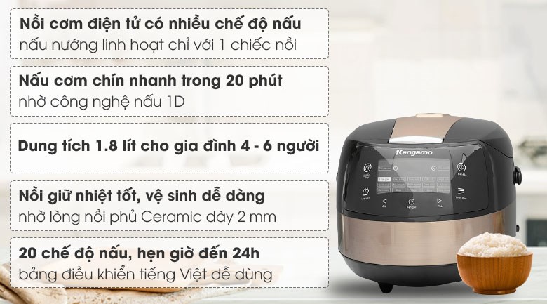 Nồi cơm điện tử Kangaroo 1.8 lít KG18DR8 – ảnh 2