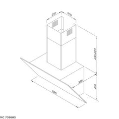Máy hút mùi áp tường Malloca MC 7086HS/ Ngang 70cm, kiểu vát chữ A, kính đen ảnh 3