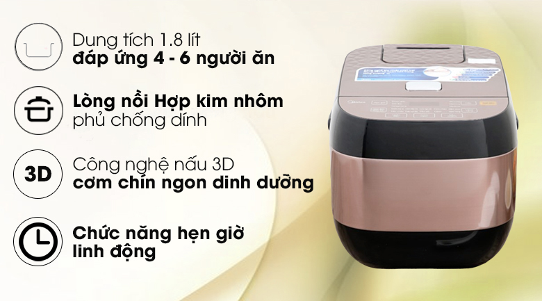 Nồi cơm điện tử Midea 1.8 lít MB-FS5006 – ảnh 2