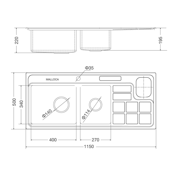 Chậu rửa chén Inox Malloca MS 8817 - Bốn tiện ích tích hợp trên chậu MS 8817 Chậu rửa chén Inox Malloca MS 8817 - Bốn tiện ích tích hợp trên chậu MS 8817