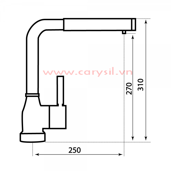 Vòi Rửa Chén Carysil G-0585 (màu muối hồng, xám tro, đen) – ảnh 2