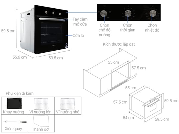 Lò nướng âm tủ Malloca MOV-655EST - Tổng quan lò nướng Malloca MOV-655EST Lò nướng âm tủ Malloca MOV-655EST - Tổng quan lò nướng Malloca MOV-655EST