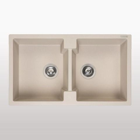 Chậu đá 2 hộc AMSTERDAM 20, màu Kem, 90cm35x44x20+35x44x20