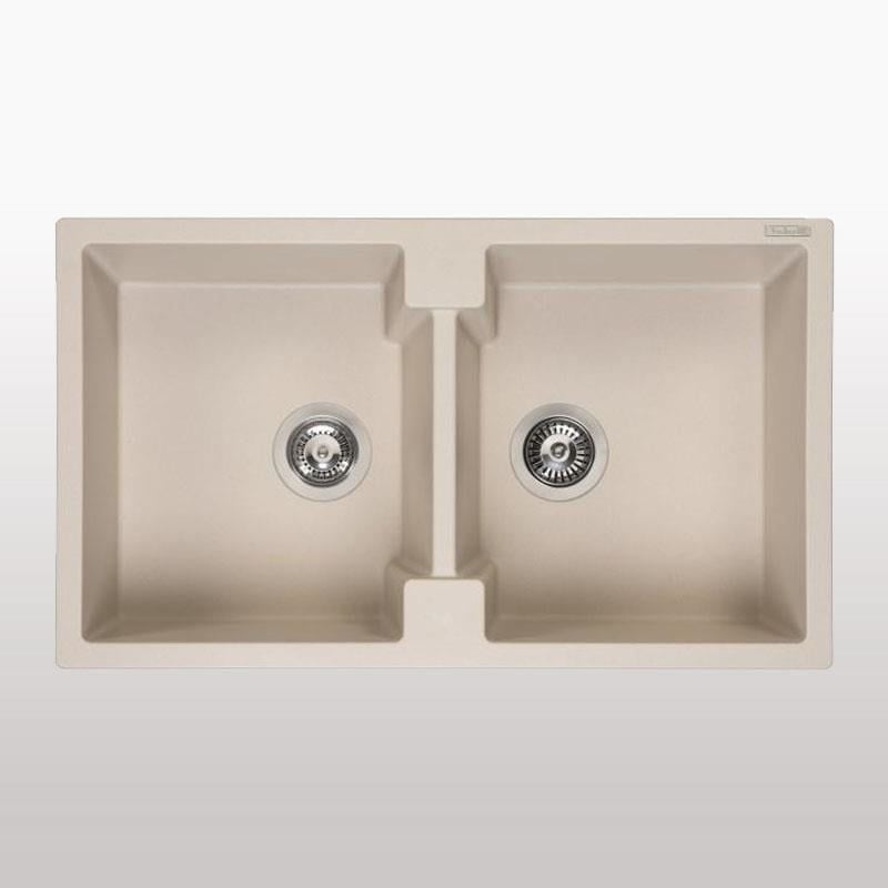 Chậu đá 2 hộc AMSTERDAM 20, màu Kem, 90cm35x44x20+35x44x20
