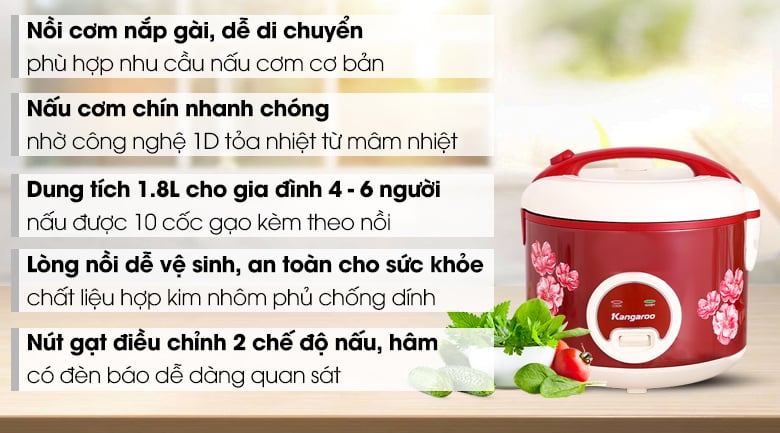 Nồi cơm nắp gài Kangaroo KG378H 1.8 lít – ảnh 2