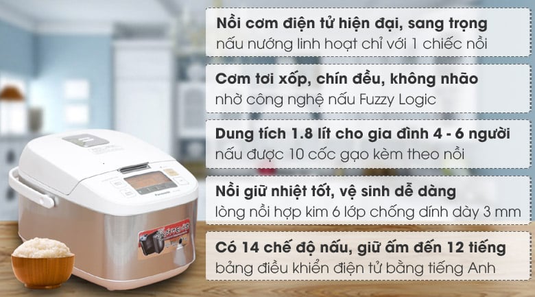 Nồi cơm điện tử Panasonic 1.8 lít SR-ZG185SRAM – ảnh 2