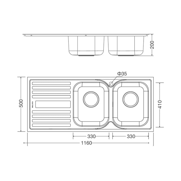Chậu rửa chén Inox Malloca MS 1025L NEW - Kích thước lớn 1160 mm cho mặt bếp dài Chậu rửa chén Inox Malloca MS 1025L NEW - Kích thước lớn 1160 mm cho mặt bếp dài