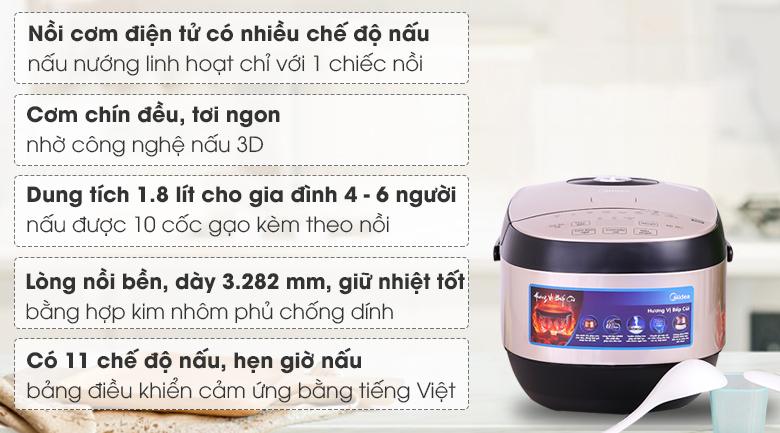 Nồi cơm điện tử Midea MB-FS5023 1.8 lít – ảnh 2