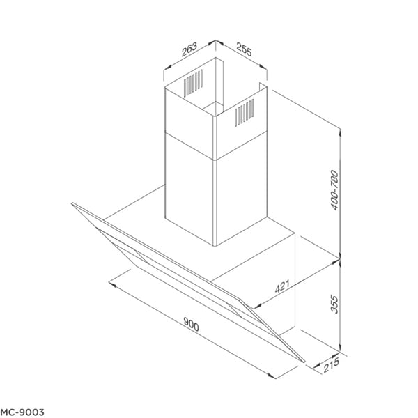 Máy hút mùi áp tường Malloca MC 9003 - Sức hút 850 m3/h của Malloca MC 9003 Máy hút mùi áp tường Malloca MC 9003 - Sức hút 850 m3/h của Malloca MC 9003
