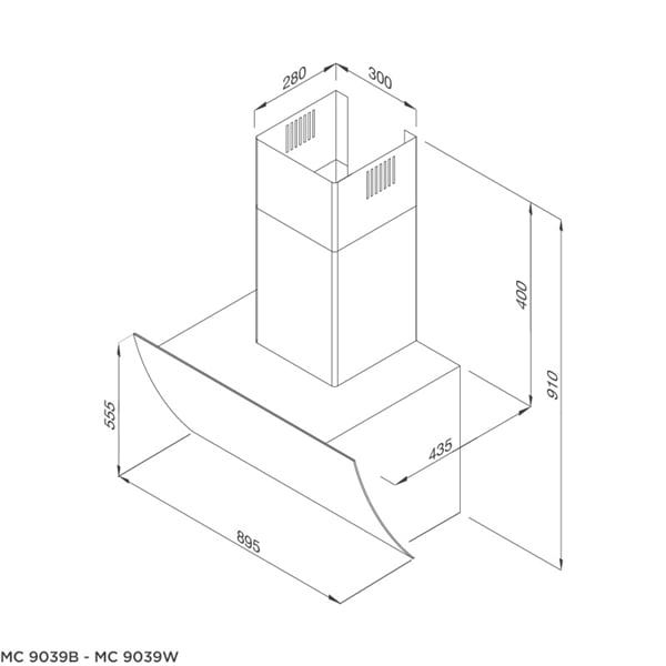 Máy hút mùi áp tường Malloca MC 9039B - Thiết kế kính đen tối giản Máy hút mùi áp tường Malloca MC 9039B - Thiết kế kính đen tối giản