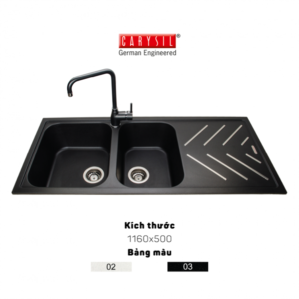 Chậu Rửa Bằng Đá Nhân Tạo Carysil BEC2 – ảnh 5