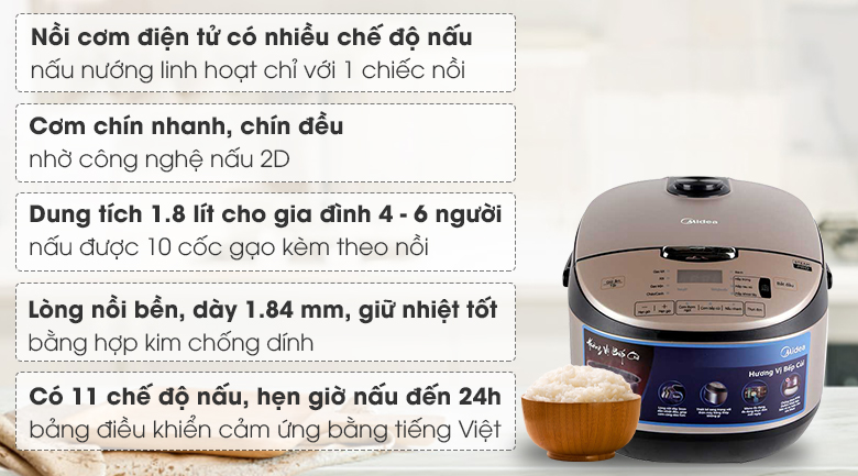 Nồi cơm điện tử Midea MB-FS5021 1.8 lít – ảnh 2