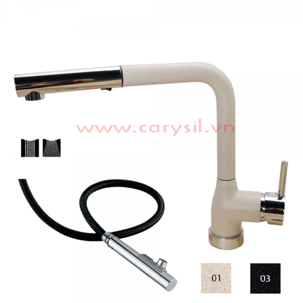 Vòi Rửa Chén Carysil G-0585 (màu muối hồng, xám tro, đen) – ảnh 3