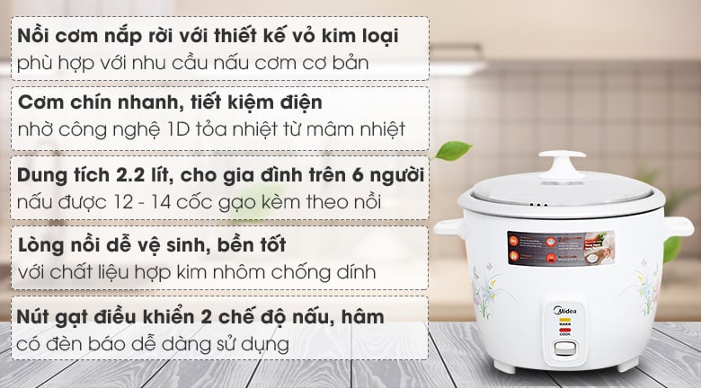 Nồi cơm điện Midea 2.2 lít MR-GM22SA – ảnh 2