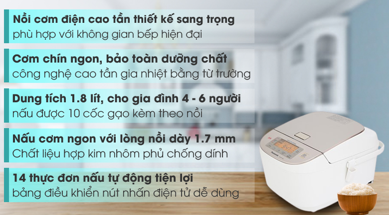 Nồi cơm điện cao tần Panasonic 1.8 lít SR-AFY181WRA – ảnh 2