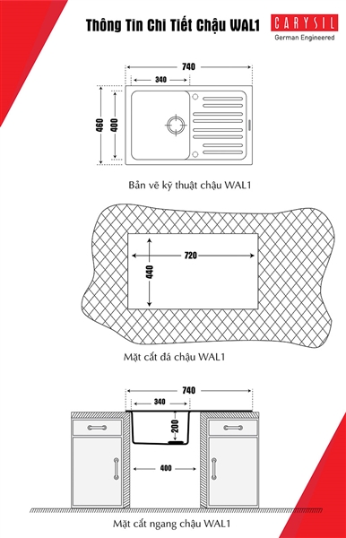 Chậu Rửa Chén Carysil WAL1 – ảnh 3