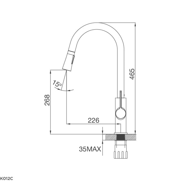 Vòi rửa chén nóng lạnh Malloca K012C / Đồng thau mạ chrome, có dây rút - Thân vòi chắc chắn, cần gạt góc mở rộng Vòi rửa chén nóng lạnh Malloca K012C / Đồng thau mạ chrome, có dây rút - Thân vòi chắc chắn, cần gạt góc mở rộng