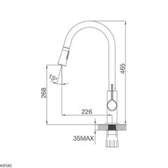 Vòi rửa chén nóng lạnh Malloca K012C / Đồng thau mạ chrome, có dây rút ảnh 3