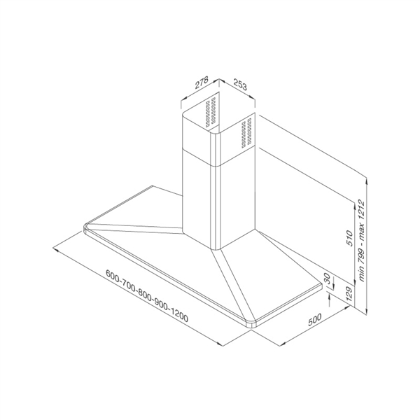 Máy hút mùi áp tường Malloca Varese K5020 - Thiết kế chữ T inox của máy hút mùi Malloca Varese K5020 Máy hút mùi áp tường Malloca Varese K5020 - Thiết kế chữ T inox của máy hút mùi Malloca Varese K5020