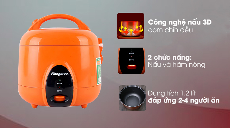 Nồi cơm điện Kangaroo 1.2 lít KG826S – ảnh 2