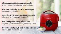 Nồi cơm điện Kangaroo 1.2 lít KG822 đỏ ảnh 2
